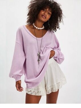 Free People We The Free Coast 2 Coast Thermal - blush lilac purple, nwt, sz L